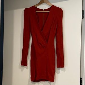 French connection dark red midi bodycon dress Sz 2